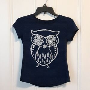 Girls Navy Blue Owl Tee